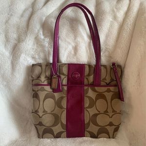 Fuchsia Pink and Tan Coach purse